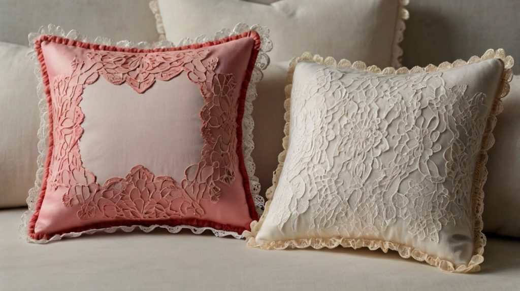 Decorative Pillow with Lace Edges