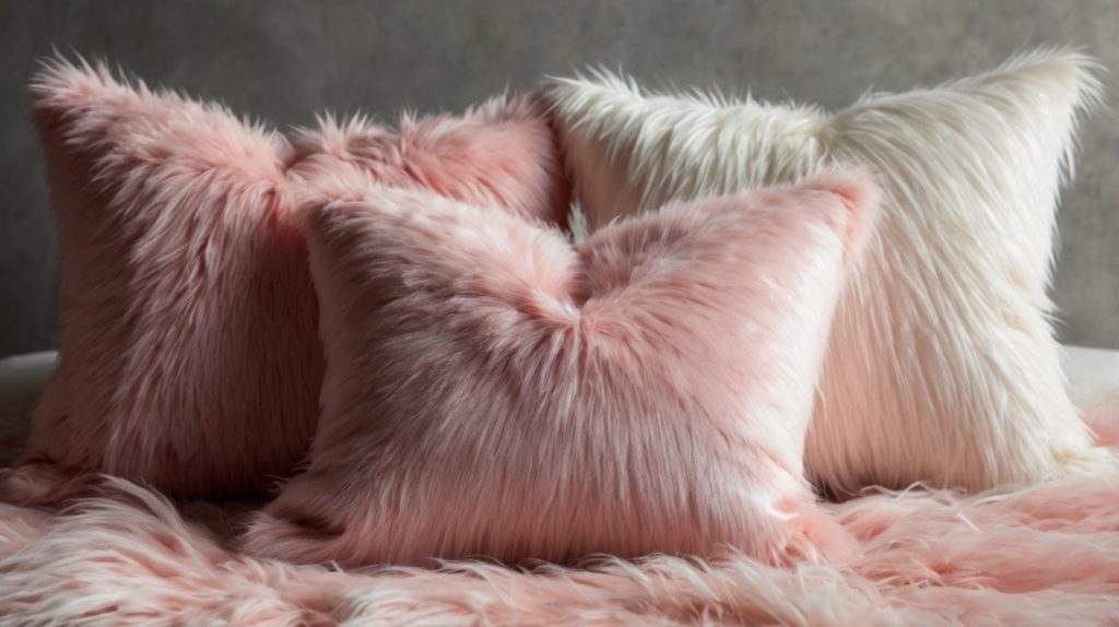 Faux Fur Pink and White Valentine’s Pillow