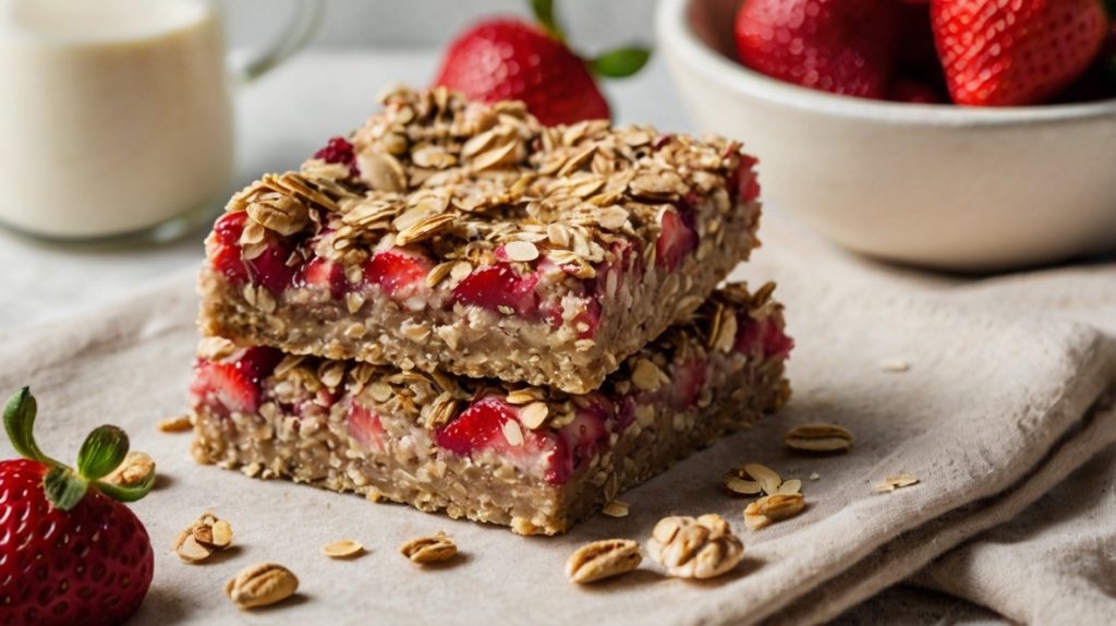 Fresh Strawberry Oatmeal Breakfast Bars