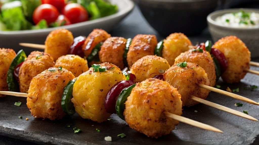 Loaded Tater Tot Skewers