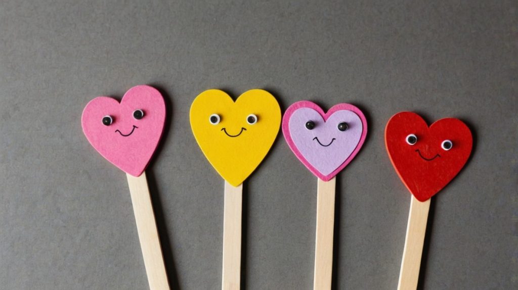 Popsicle Stick Heart Puppets