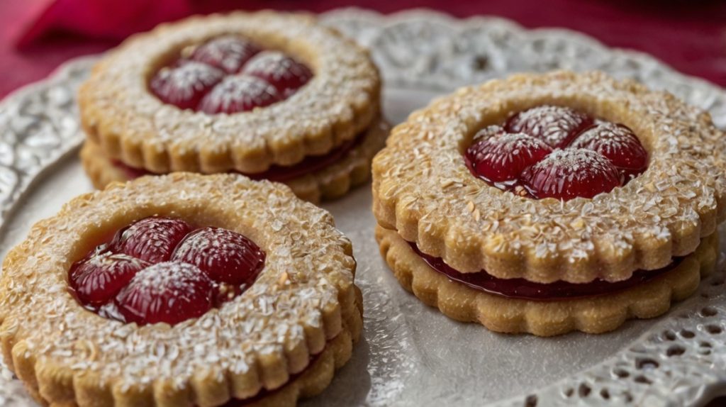 Raspberry Almond Linzer Cookies