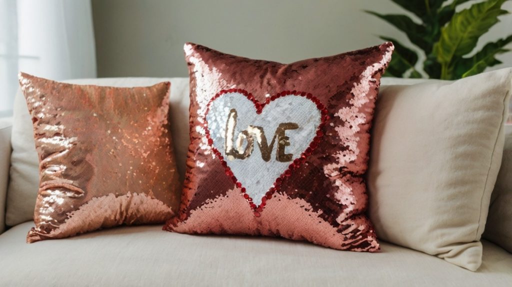 Reversible Sequin Love Pillow