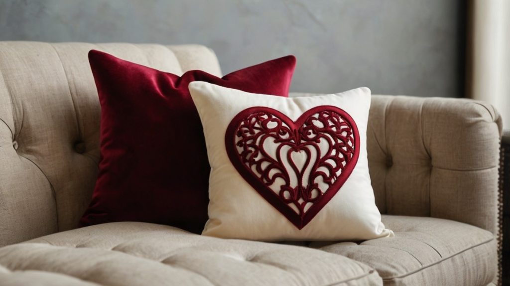 Velvety Heart Applique Pillow