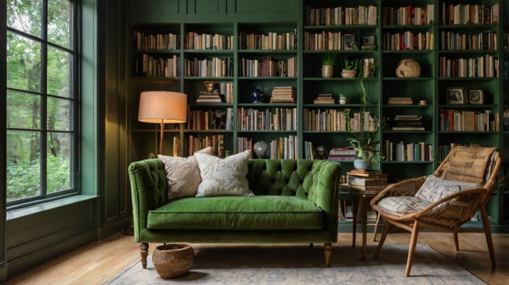 Cozy Green Reading Nook