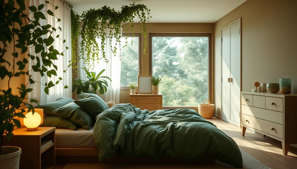 Cozy green bedroom