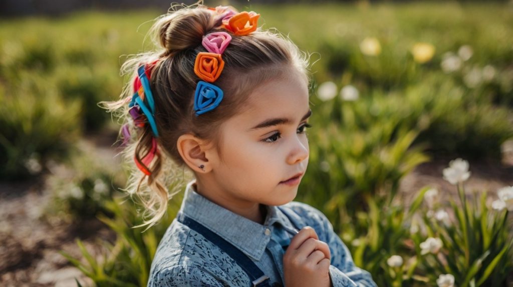 Messy Bun with Colorful Clips