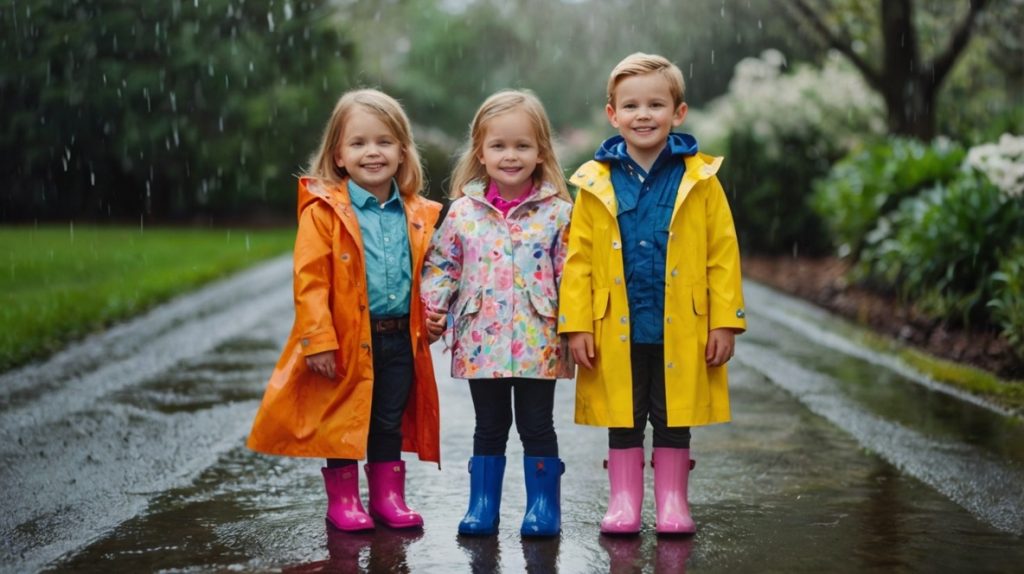 Rainy Day Essentials: Colorful Raincoats & Boots