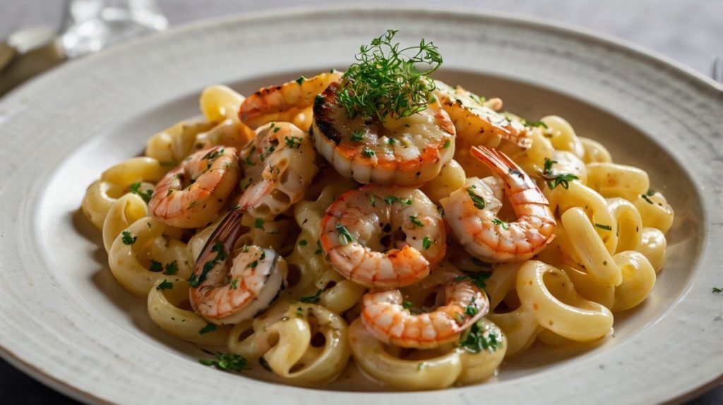 Seafood Macaroni with Garlic Butter Sauce