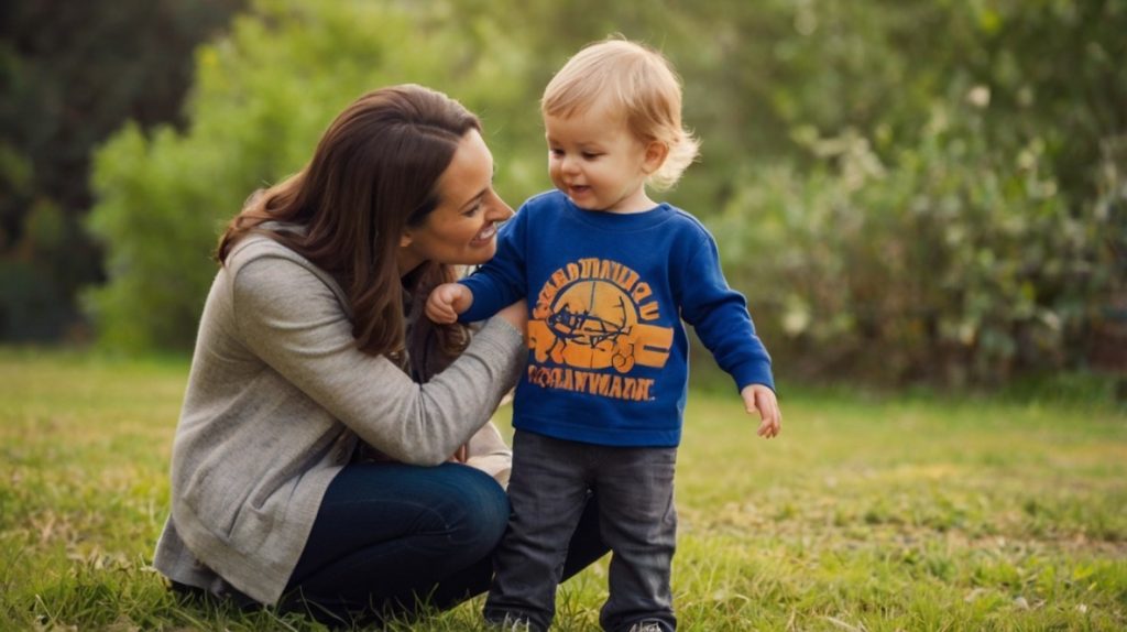 a mom Encouraging Teamwork and Cooperation to her kid