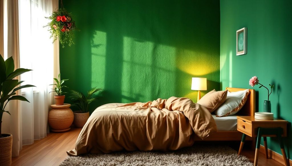 cozy green bedroom