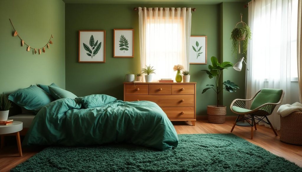 green bedroom aesthetic