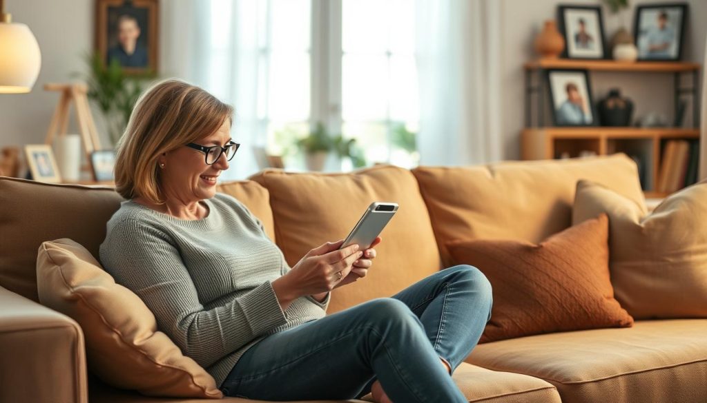 a mom browsing on a tablet looking for fathers day gift