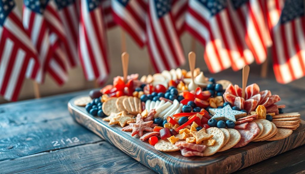 Assembling a patriotic charcuterie board
