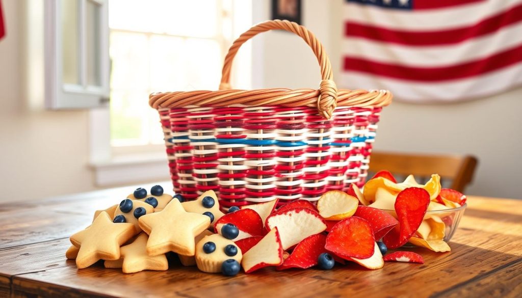 DIY red white and blue snack basket