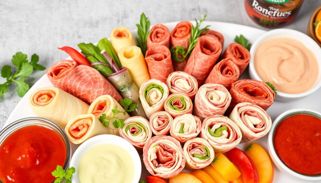 Deli Meat Firework Roll-Ups Board