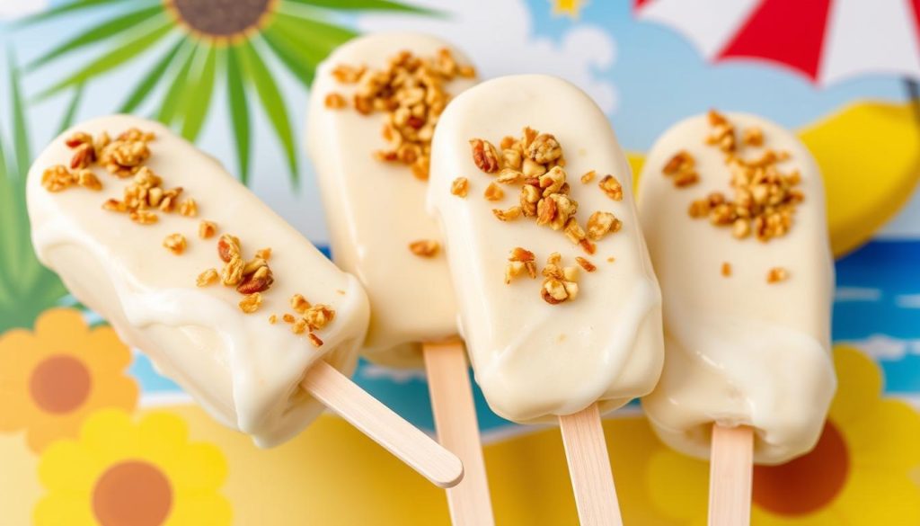 Frozen Banana Pops with Yogurt and Granola
