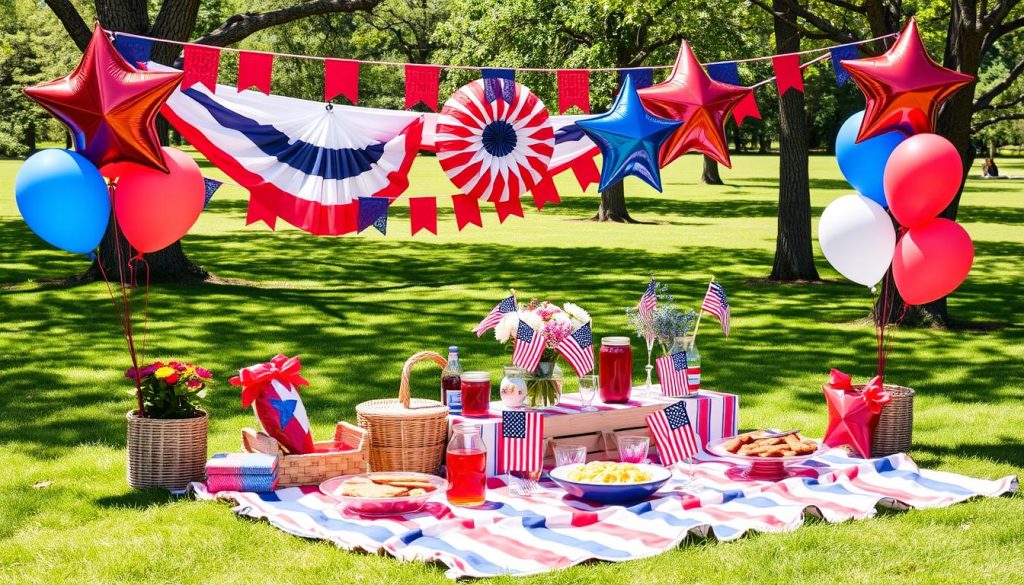 Outdoor Picnic Setup for 4Th Of July Decorations