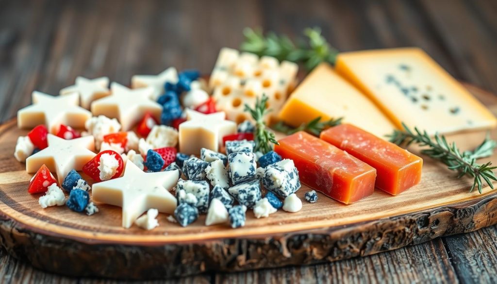 Patriotic cheese selection
