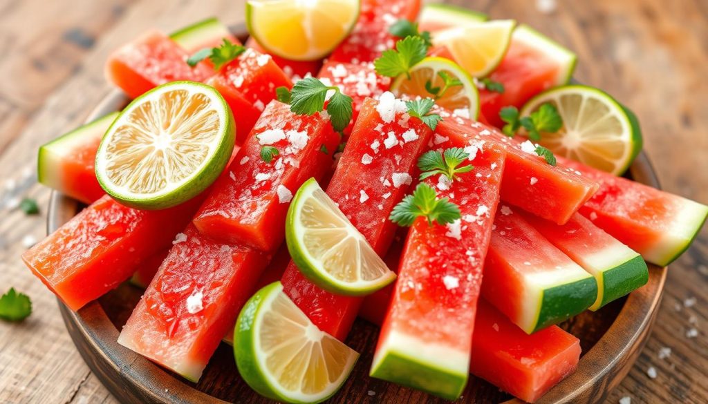 Watermelon Sticks with Lime and Sea Salt