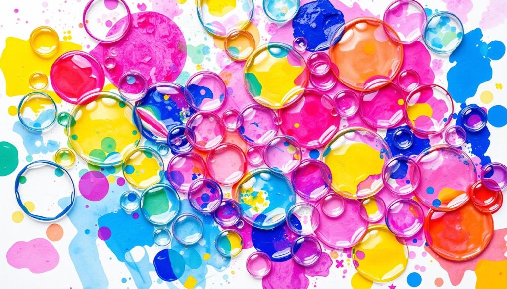 painting made by stamping bubble wrap into paint