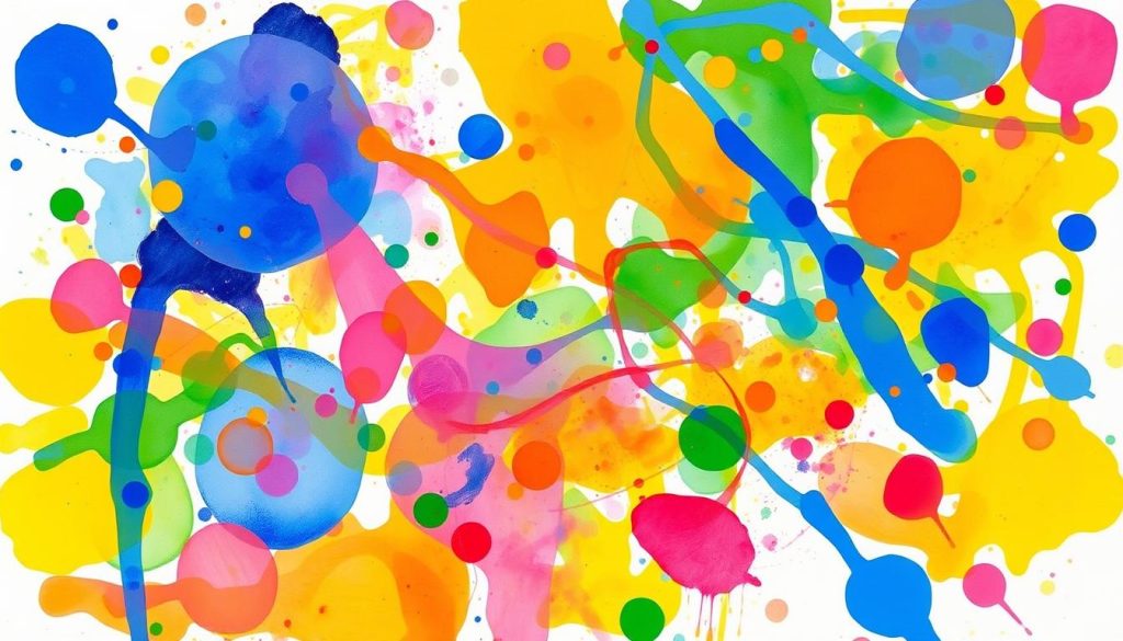 painting made by stamping paint using water balloon