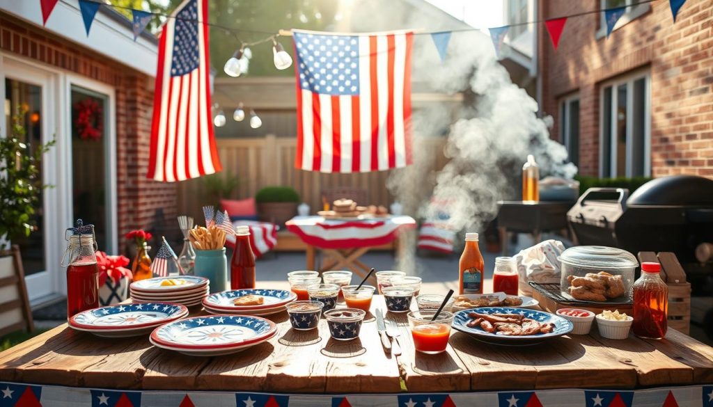 red white blue 4th july party bbq station
