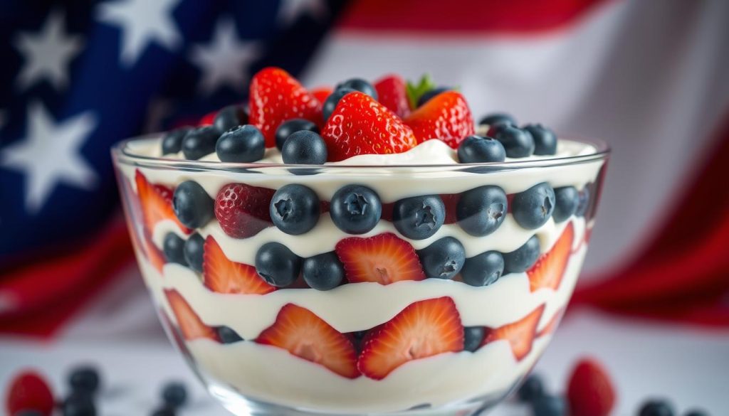 red white blue trifle dessert