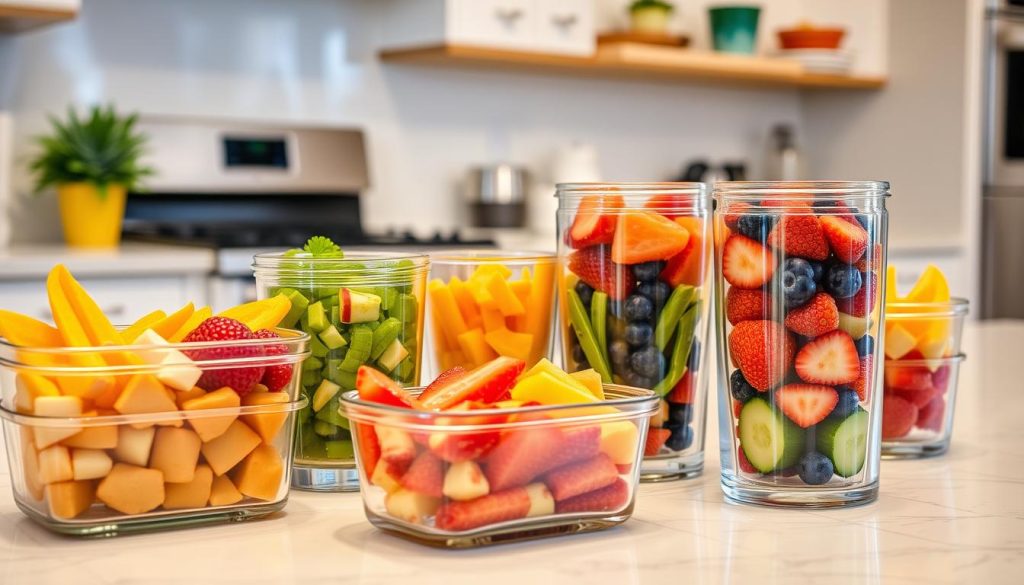 snacks prepared in glass containers