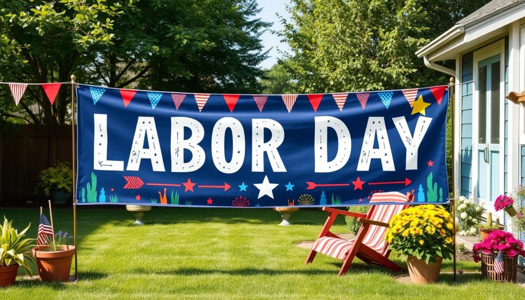 Backyard Banner Making for labor day