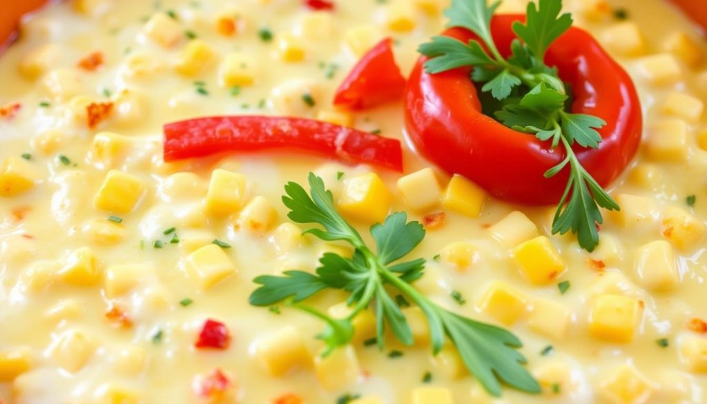 Cheesy Corn Dip with Bell Peppers 