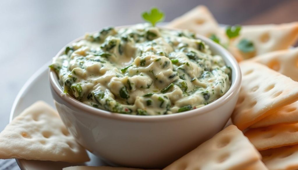 Classic Spinach Dip with Soft Pita Triangles