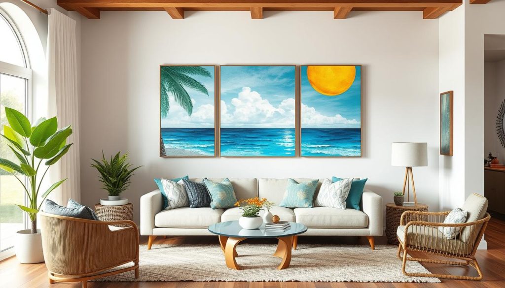 Coastal-Themed Wall Art for summer living room