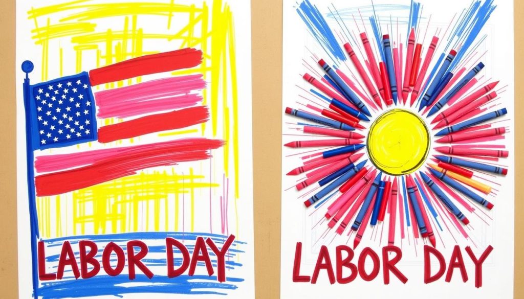 DIY Crayon Resist Posters for labor day