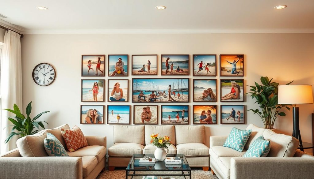 Family Summer Photos display in the living room