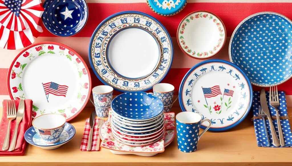 Festive Dishware and Napkin Displays for labor day