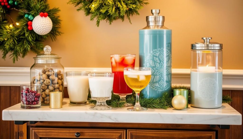 Festive Drink Station with Decor