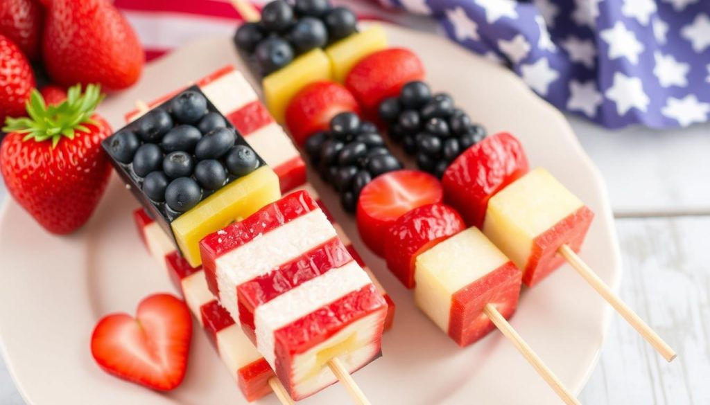 Flag Fruit Kabobs for labor day