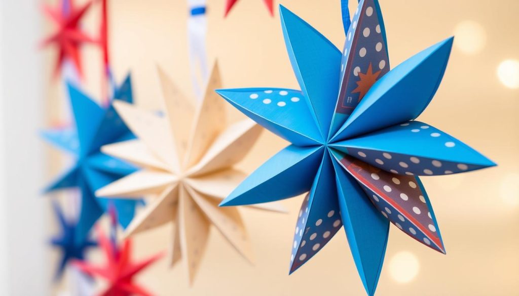 Folded Paper Star Chains for labor day
