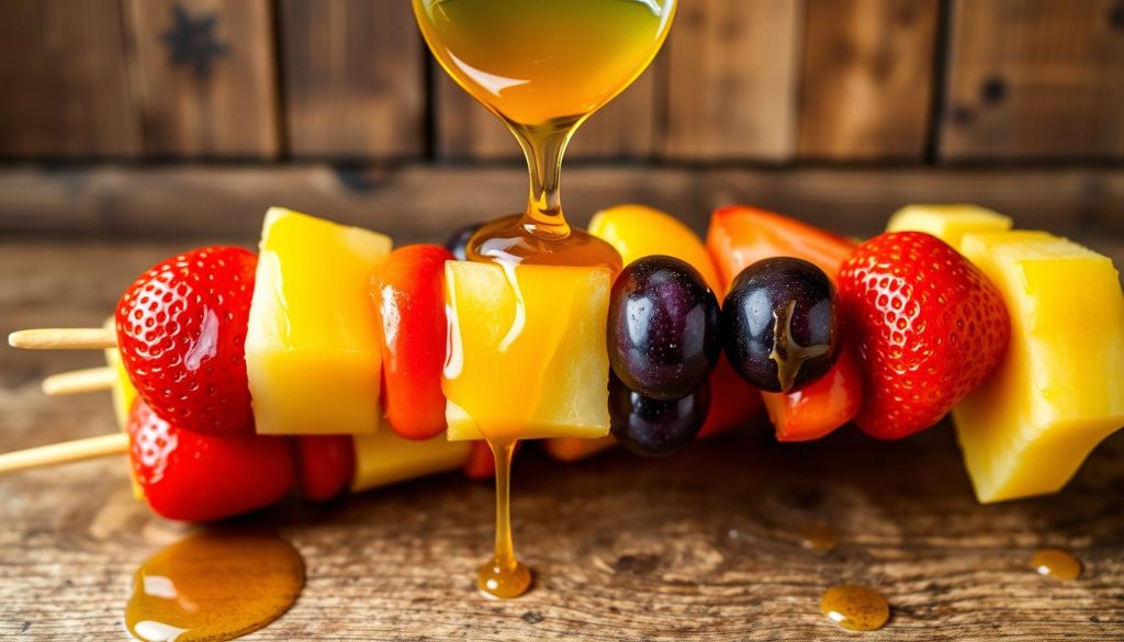 Fruit Skewers with Honey Drizzle