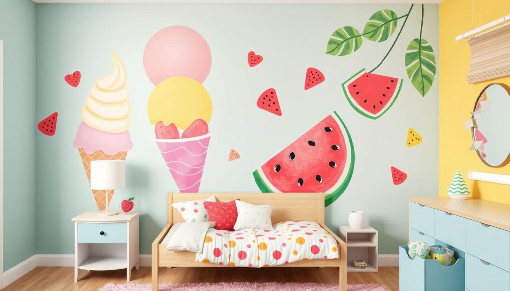 Ice Cream or Watermelon Wall Mural Accent kids bedroom