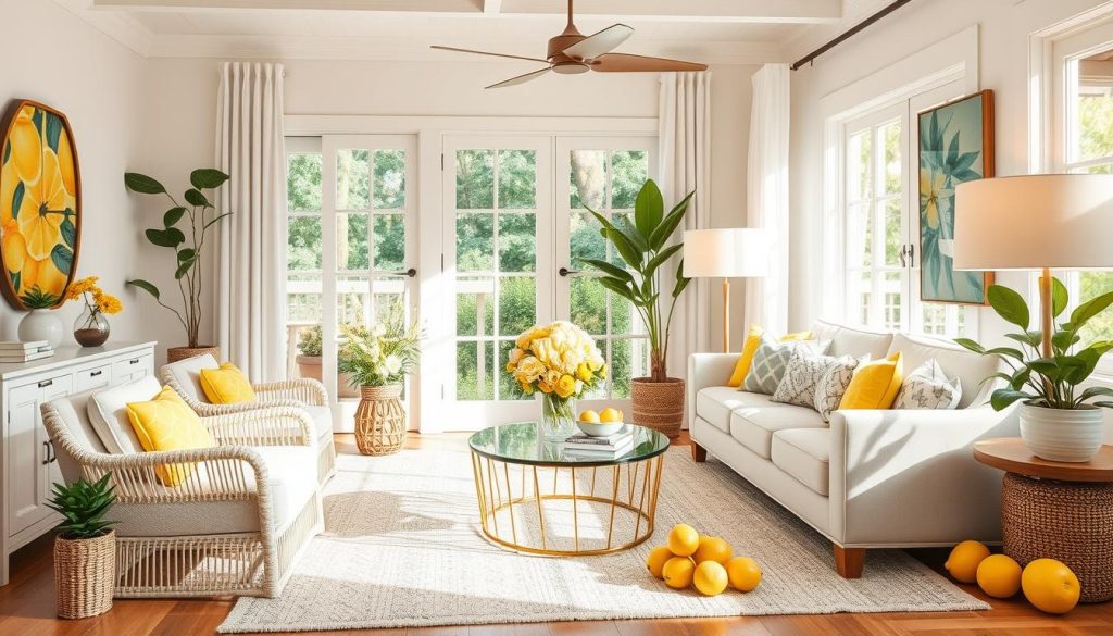 Lemon or Citrus Decor colored design for summer living room