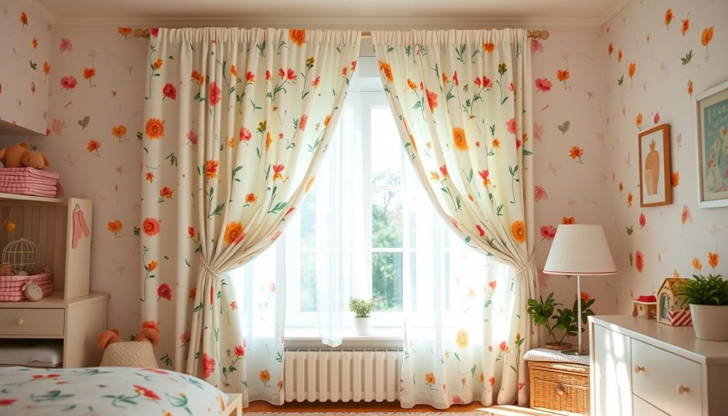 Light and Airy Curtains with Summer Prints kids bedroom