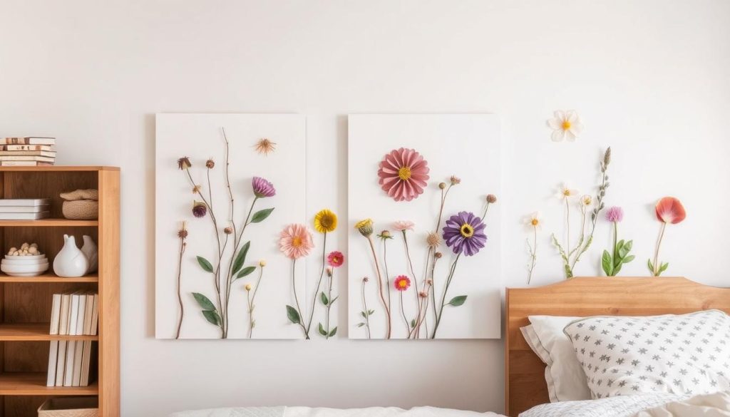 Nature-Themed Wall Art with Pressed Flowers kids bedroom