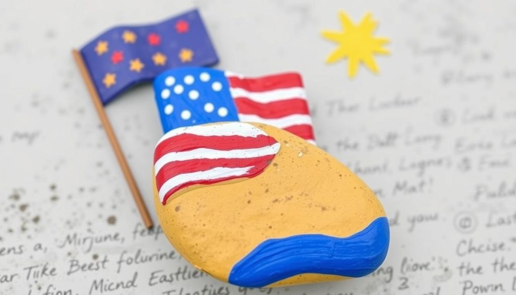 Painted Rock Flags for labor day