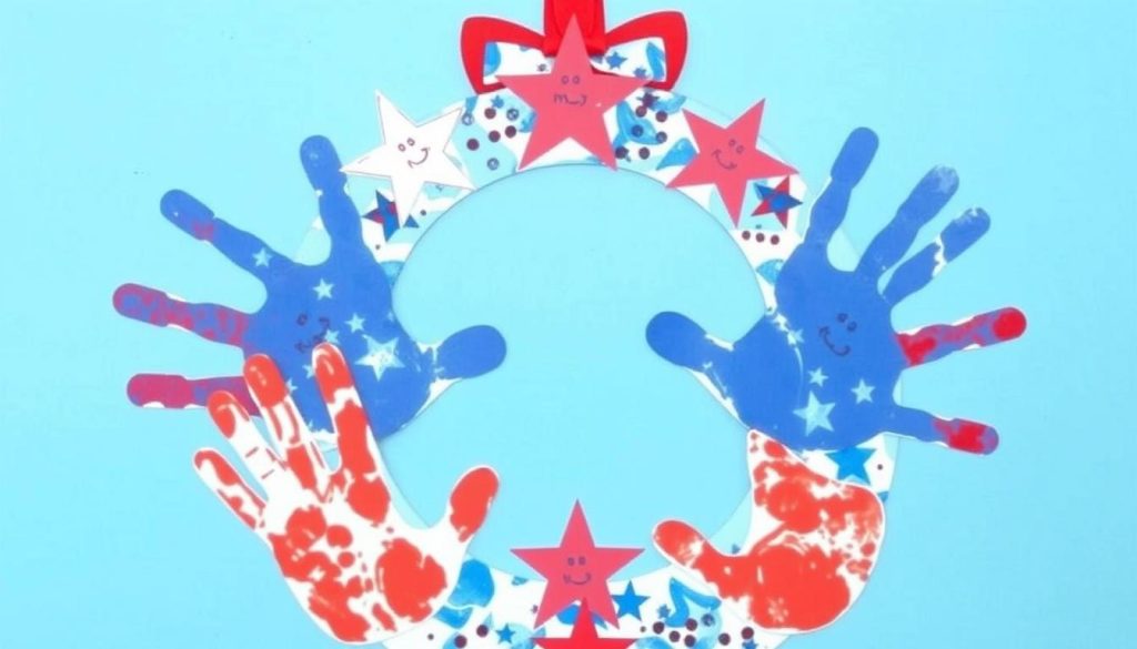 Patriotic Handprint Wreath for labor day