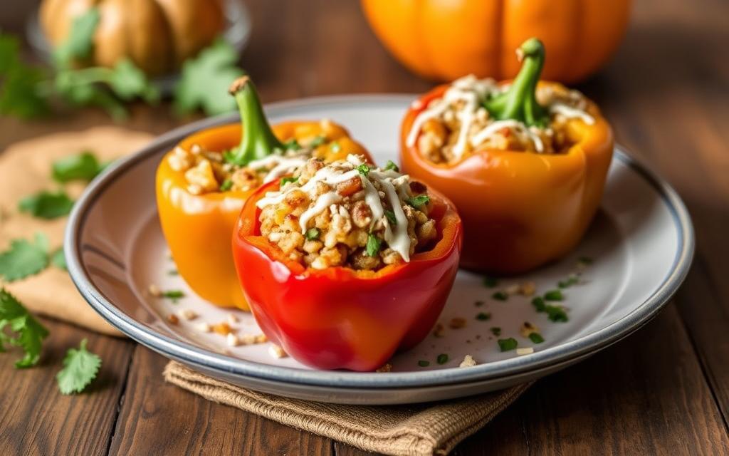Pumpkin-Themed Stuffed Peppers