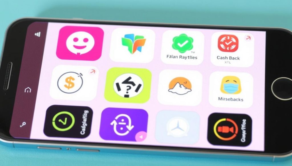 Screen of cellphone showing cashback apps