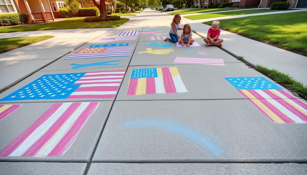 Sidewalk Chalk American Flags