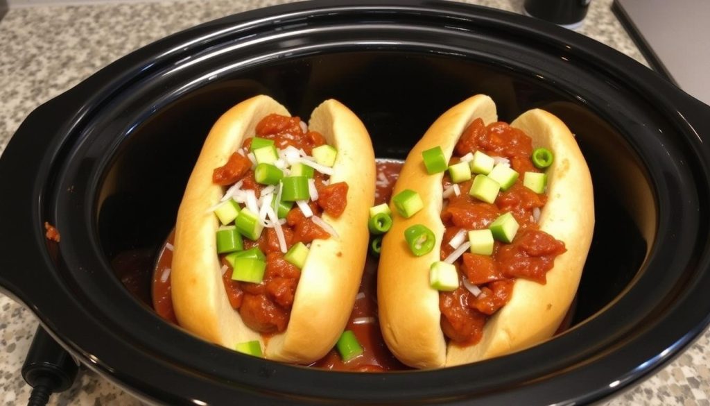 Slow Cooker Chili Dogs